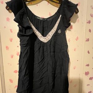 Ralph Lauren, small two-piece blue pajamas, set with ruffle short sleeve
